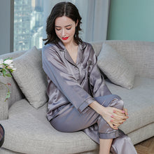 Load image into Gallery viewer, Wholesale Silk Pajamas Women's Summer Long Sleeve Two-Piece Set 100% Silk Couples Home Furnishing Silk Women's Suit Autumn