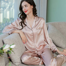 Load image into Gallery viewer, Wholesale Silk Pajamas Women's Summer Long Sleeve Two-Piece Set 100% Silk Couples Home Furnishing Silk Women's Suit Autumn