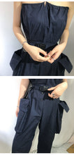 Load image into Gallery viewer, Simple washable cotton sexy pull-rope, dew-back, large pocket, union overalls 3387