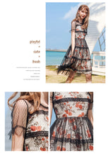 Load image into Gallery viewer, Summer 2019 New Brand Sexy Hollow Screen Skirt Printed Chiffon Two Dresses 69201