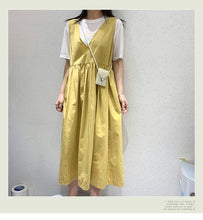 Load image into Gallery viewer, 2019 summer dress new minority dress women's long V-neck solid color dress +T-shirt two-piece 3501