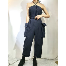 Load image into Gallery viewer, Simple washable cotton sexy pull-rope, dew-back, large pocket, union overalls 3387