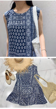 Load image into Gallery viewer, 2019 new Korean dress round neck retro personality printing loose sleeveless ruffled doll skirt 3518