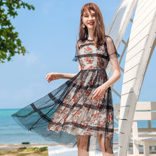 Load image into Gallery viewer, Summer 2019 New Brand Sexy Hollow Screen Skirt Printed Chiffon Two Dresses 69201