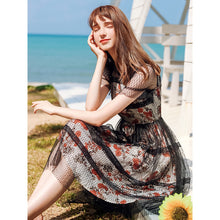 Load image into Gallery viewer, Summer 2019 New Brand Sexy Hollow Screen Skirt Printed Chiffon Two Dresses 69201