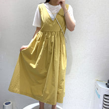 Load image into Gallery viewer, 2019 summer dress new minority dress women's long V-neck solid color dress +T-shirt two-piece 3501