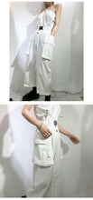 Load image into Gallery viewer, Simple washable cotton sexy pull-rope, dew-back, large pocket, union overalls 3387