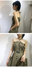 Load image into Gallery viewer, Simple washable cotton sexy pull-rope, dew-back, large pocket, union overalls 3387