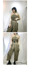 Load image into Gallery viewer, Simple washable cotton sexy pull-rope, dew-back, large pocket, union overalls 3387