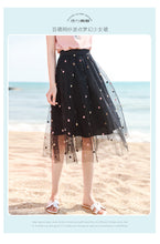 Load image into Gallery viewer, 2019 New brand boutique women's embroidery wave point hundred catch net gauze a word skirt fresh sweet half skirt 25050