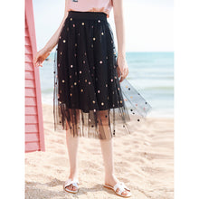 Load image into Gallery viewer, 2019 New brand boutique women's embroidery wave point hundred catch net gauze a word skirt fresh sweet half skirt 25050