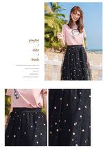 Load image into Gallery viewer, 2019 New brand boutique women's embroidery wave point hundred catch net gauze a word skirt fresh sweet half skirt 25050