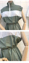 Load image into Gallery viewer, In the spring of 2019, the new French minority sports style color matching sleeveless waist-closing frock dress women's port style 3500