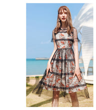 Load image into Gallery viewer, Summer 2019 New Brand Sexy Hollow Screen Skirt Printed Chiffon Two Dresses 69201