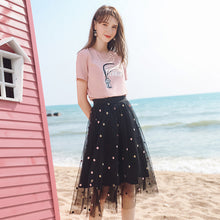 Load image into Gallery viewer, 2019 New brand boutique women's embroidery wave point hundred catch net gauze a word skirt fresh sweet half skirt 25050