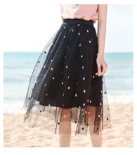 Load image into Gallery viewer, 2019 New brand boutique women's embroidery wave point hundred catch net gauze a word skirt fresh sweet half skirt 25050