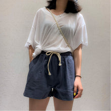Load image into Gallery viewer, 2019 new casual shorts summer ramie thin Korean version of 100-band elastic waist cotton flax pants slim 3552