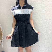 Load image into Gallery viewer, In the spring of 2019, the new French minority sports style color matching sleeveless waist-closing frock dress women's port style 3500