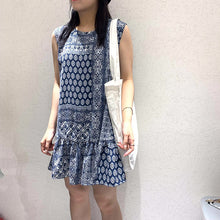 Load image into Gallery viewer, 2019 new Korean dress round neck retro personality printing loose sleeveless ruffled doll skirt 3518