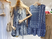 Load image into Gallery viewer, 2019 new Korean dress round neck retro personality printing loose sleeveless ruffled doll skirt 3518