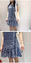 Load image into Gallery viewer, 2019 new Korean dress round neck retro personality printing loose sleeveless ruffled doll skirt 3518