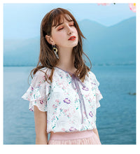 Load image into Gallery viewer, Summer 2019 New Brand Women's Suit, Head Printed Blouse, Top Temperament, Baitie Chiffon Blouse 51129