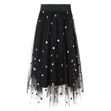 Load image into Gallery viewer, 2019 New brand boutique women's embroidery wave point hundred catch net gauze a word skirt fresh sweet half skirt 25050