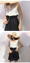 Load image into Gallery viewer, Spring/summer 2019 new cotton and linen vest stitching strap lace conjoined shorts women's casual set two-piece 3385