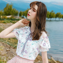 Load image into Gallery viewer, Summer 2019 New Brand Women's Suit, Head Printed Blouse, Top Temperament, Baitie Chiffon Blouse 51129