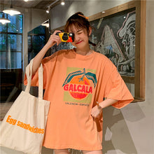 Load image into Gallery viewer, Korean version of loose fruit letters printed round neck long short sleeve T-shirt 8615