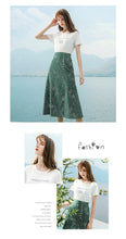 Load image into Gallery viewer, Summer 2019 new high-quality women's shuttle weaving stitching wave point 100-tie A-shaped skirt temperament famous half-length skirt 25063