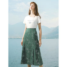 Load image into Gallery viewer, Summer 2019 new high-quality women's shuttle weaving stitching wave point 100-tie A-shaped skirt temperament famous half-length skirt 25063
