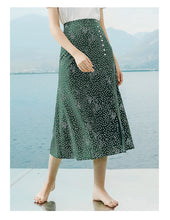 Load image into Gallery viewer, Summer 2019 new high-quality women's shuttle weaving stitching wave point 100-tie A-shaped skirt temperament famous half-length skirt 25063