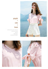 Load image into Gallery viewer, 2019 Summer new boutique women's round collar pullover pure color shirt sweet hundred snow sweater 56709