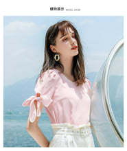 Load image into Gallery viewer, 2019 Summer new boutique women's round collar pullover pure color shirt sweet hundred snow sweater 56709