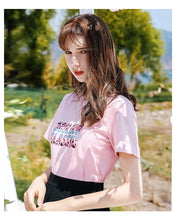 Load image into Gallery viewer, 2011 Summer New Brand Women's Wear Letter Printed Loose Women's T-shirt Urban Leisure Knitted Top 51162
