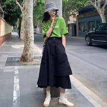 Load image into Gallery viewer, 2019 New Korean Women's Suit Cartoon Hundred Sets Printed Loose Short Sleeve T-shirt + Big Half-length Skirt 2510