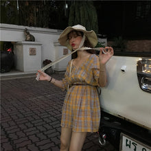 Load image into Gallery viewer, New Women's Chequered Casual Dresses Shorts V-neck Pants for Belt 8839