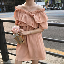 Load image into Gallery viewer, 2019 new women's bright shoulder dress changeable fairy waist slim temperament skirt