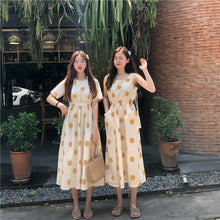 Load image into Gallery viewer, Han Feng sleeveless pocket color wave point skirt+tie dress girlfriends 5866