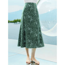 Load image into Gallery viewer, Summer 2019 new high-quality women's shuttle weaving stitching wave point 100-tie A-shaped skirt temperament famous half-length skirt 25063