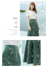 Load image into Gallery viewer, Summer 2019 new high-quality women's shuttle weaving stitching wave point 100-tie A-shaped skirt temperament famous half-length skirt 25063