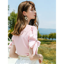 Load image into Gallery viewer, 2019 Summer new boutique women's round collar pullover pure color shirt sweet hundred snow sweater 56709