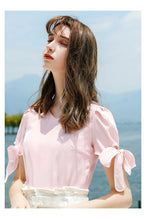 Load image into Gallery viewer, 2019 Summer new boutique women's round collar pullover pure color shirt sweet hundred snow sweater 56709