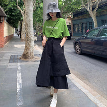 Load image into Gallery viewer, 2019 New Korean Women's Suit Cartoon Hundred Sets Printed Loose Short Sleeve T-shirt + Big Half-length Skirt 2510