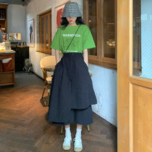 Load image into Gallery viewer, 2019 New Korean Women's Suit Cartoon Hundred Sets Printed Loose Short Sleeve T-shirt + Big Half-length Skirt 2510