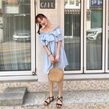 Load image into Gallery viewer, 2019 new women's bright shoulder dress changeable fairy waist slim temperament skirt