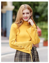 Load image into Gallery viewer, 2019 Winter New Women's Pure Collar Trumpet Long Sleeved Turtleneck Sweaters Hundred Bears Nested Sweaters 58875