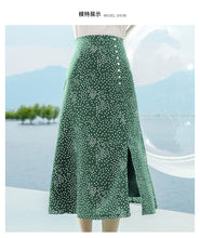Load image into Gallery viewer, Summer 2019 new high-quality women's shuttle weaving stitching wave point 100-tie A-shaped skirt temperament famous half-length skirt 25063