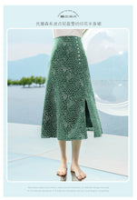 Load image into Gallery viewer, Summer 2019 new high-quality women's shuttle weaving stitching wave point 100-tie A-shaped skirt temperament famous half-length skirt 25063